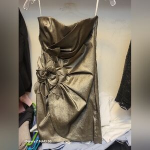 Jessica McClintock Gold Satin Dress